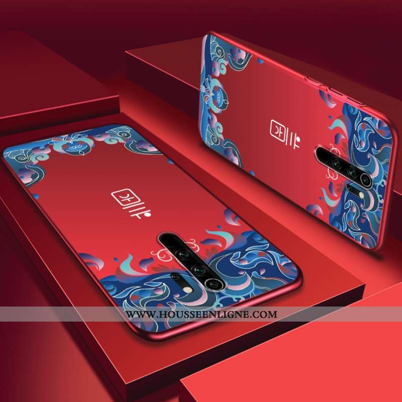 Étui Xiaomi Redmi Note 8 Pro Délavé En Daim Personnalité Rouge Difficile Bleu Téléphone Portable Coq