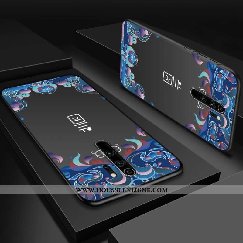 Étui Xiaomi Redmi Note 8 Pro Délavé En Daim Personnalité Rouge Difficile Bleu Téléphone Portable Coq