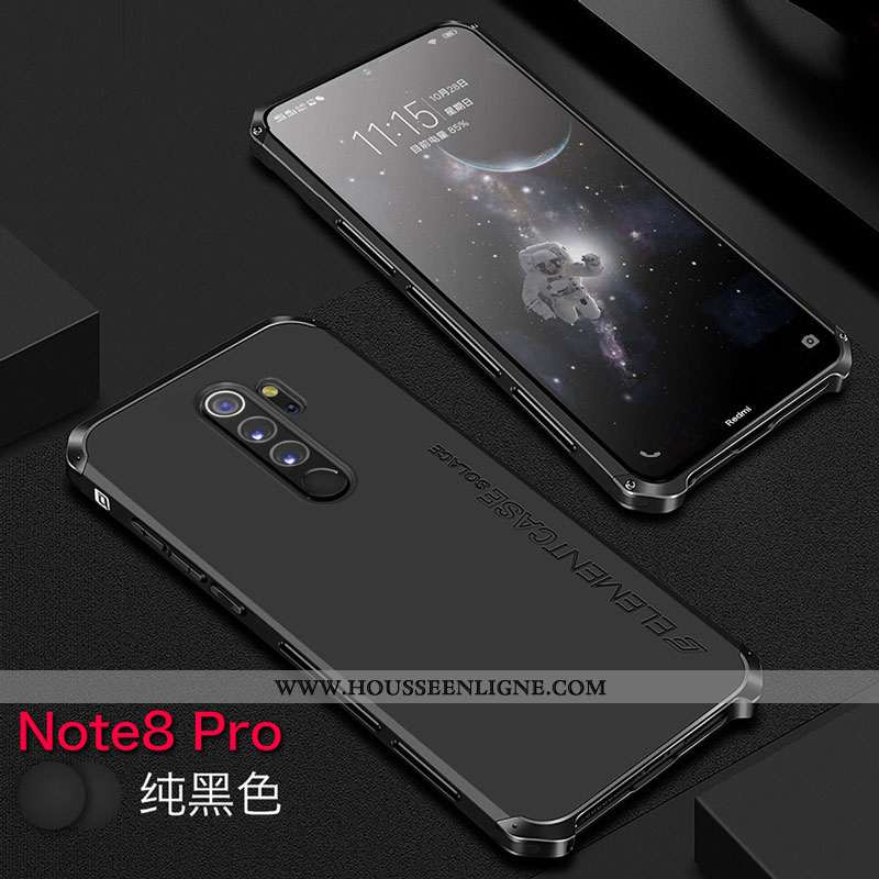 Étui Xiaomi Redmi Note 8 Pro Métal Protection Coque Tout Compris Petit Téléphone Portable Noir