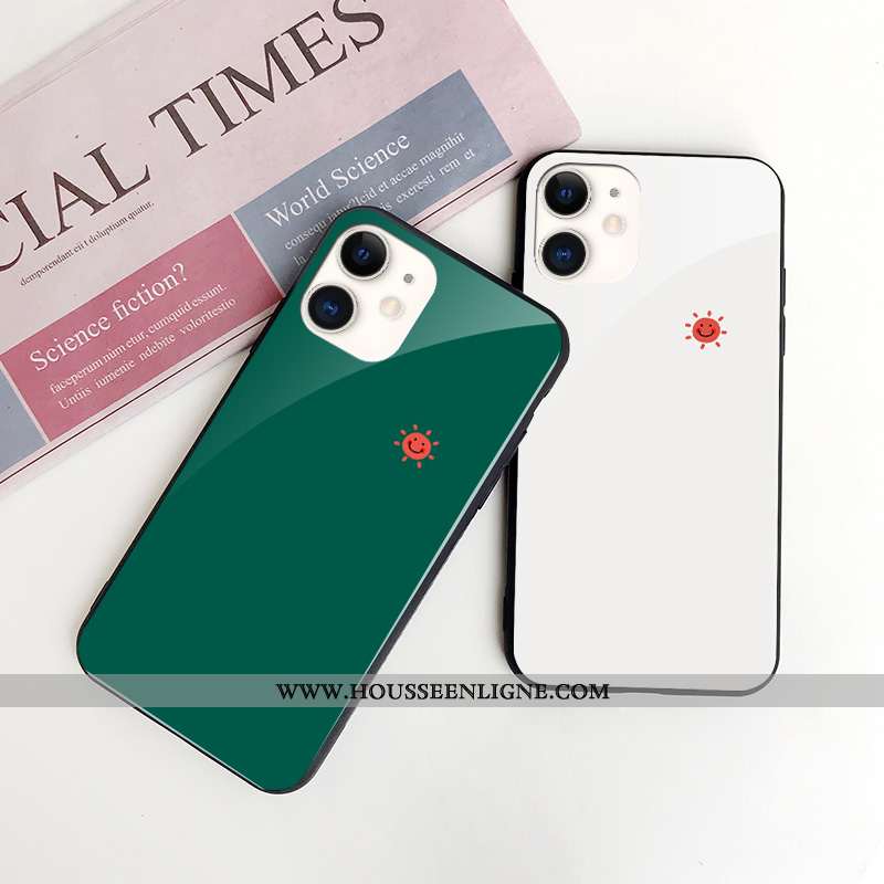 Étui iPhone 11 Créatif Mode Amoureux Verre Frais Simple Téléphone Portable Blanche