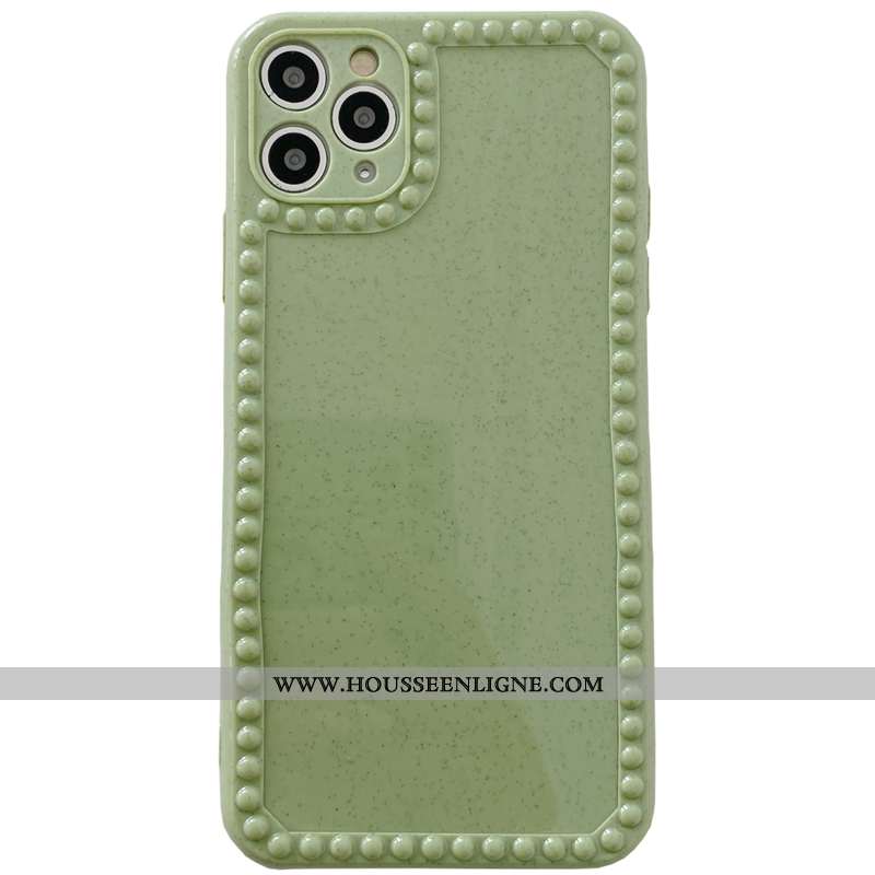 Étui iPhone 11 Pro Max Fluide Doux Silicone Téléphone Portable Créatif Amoureux Couleur Unie Verte