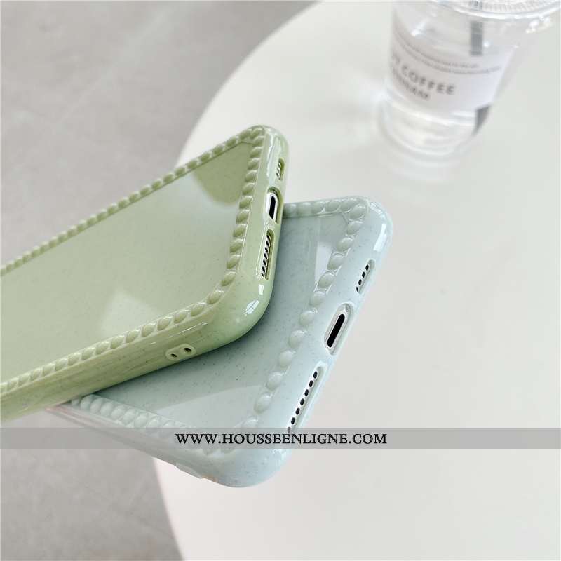 Étui iPhone 11 Pro Max Fluide Doux Silicone Téléphone Portable Créatif Amoureux Couleur Unie Verte