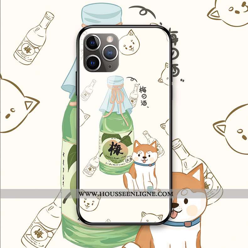 Étui iPhone 11 Pro Max Verre Dessin Animé Coque Silicone Amoureux Téléphone Portable Singe Rose