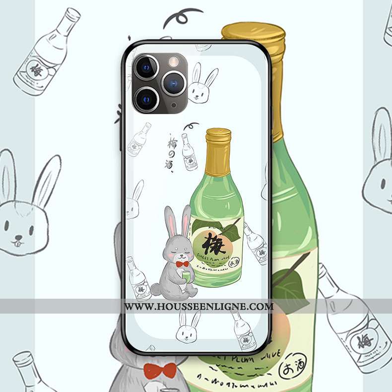 Étui iPhone 11 Pro Max Verre Dessin Animé Coque Silicone Amoureux Téléphone Portable Singe Rose