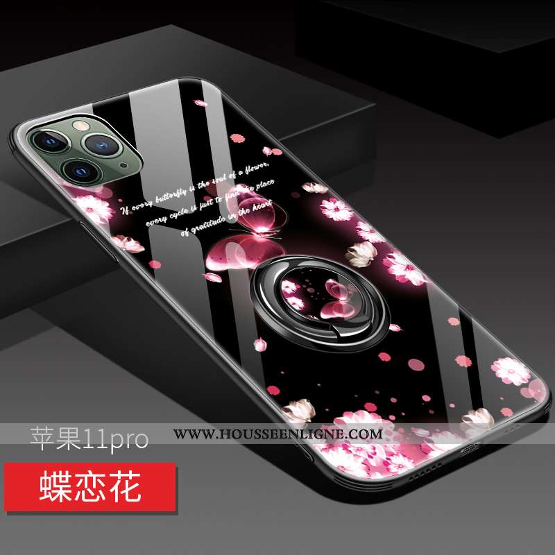 Étui iPhone 11 Pro Personnalité Créatif Verre Coque Noir Protection Fluide Doux