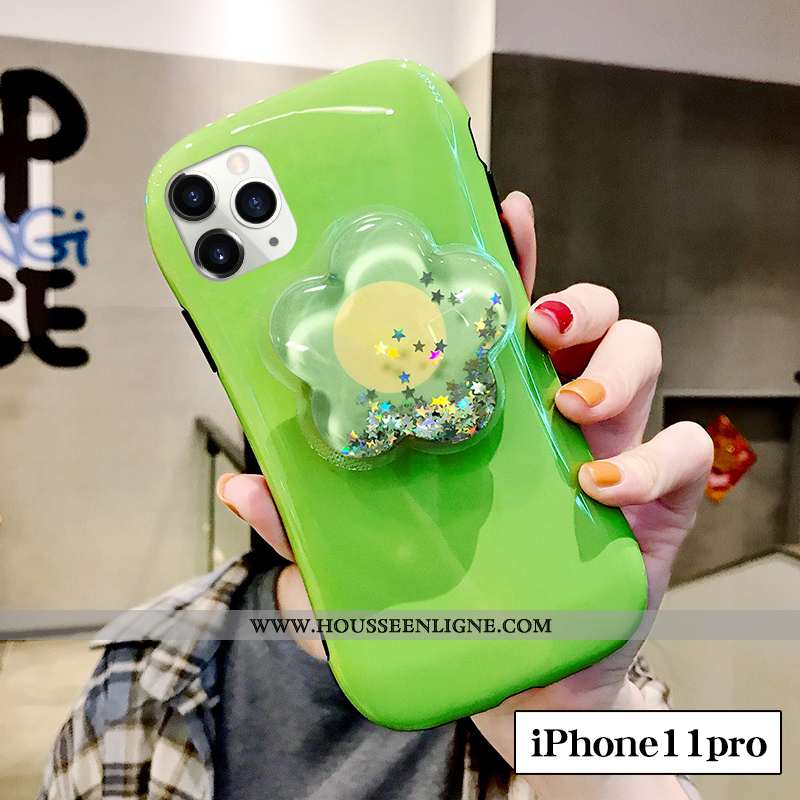 Étui iPhone 11 Pro Silicone Tendance Incassable Frais Vert Petit Fleur Verte