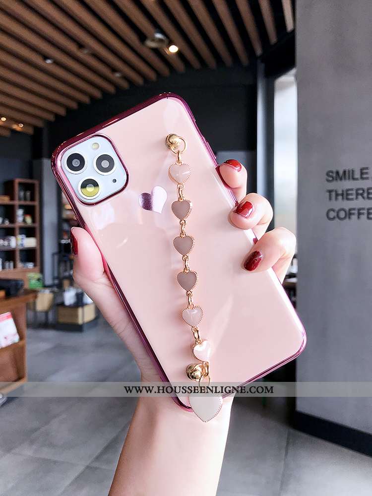 Étui iPhone 11 Pro Tendance Fluide Doux Placage Coque Bovins Téléphone Portable Rose
