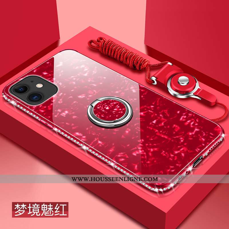 Étui iPhone 11 Protection Verre Vent Coque Net Rouge Difficile Fluide Doux