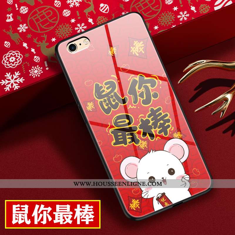 Étui iPhone 6/6s Personnalité Dessin Animé Téléphone Portable Verre Incassable Rat Protection Rouge