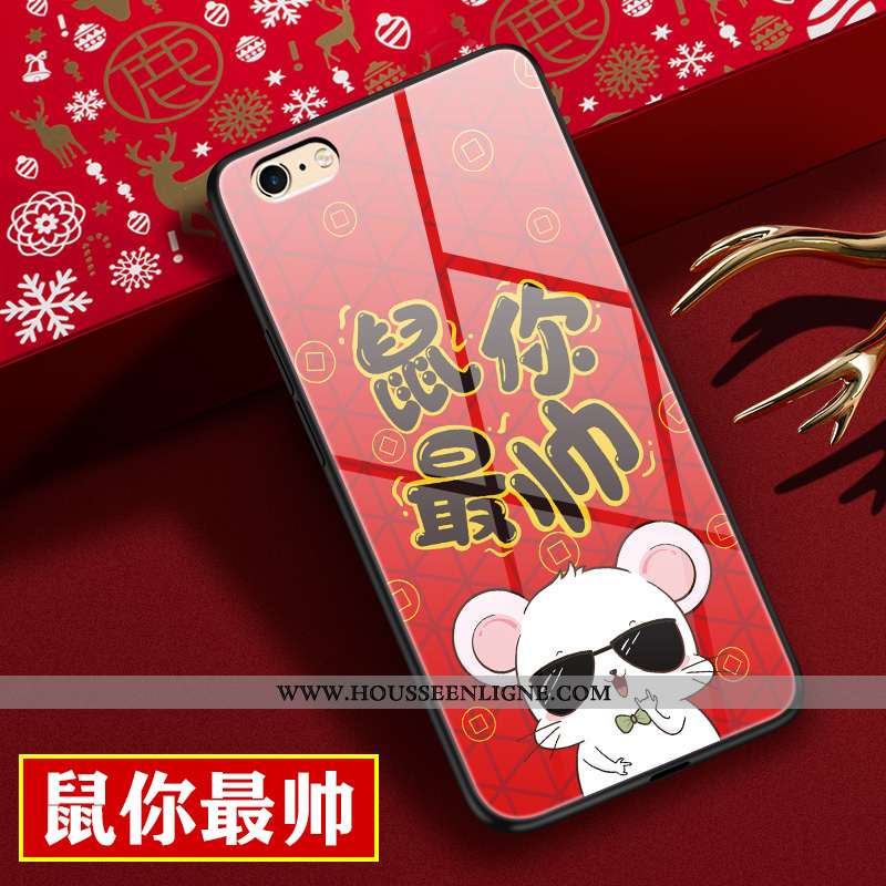 Étui iPhone 6/6s Personnalité Dessin Animé Téléphone Portable Verre Incassable Rat Protection Rouge