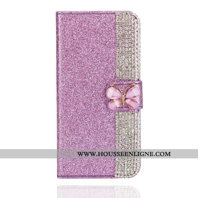 Étui iPhone 7 Cuir Papillon Rose Housse Téléphone Portable Noir
