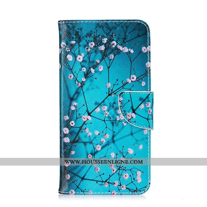 Étui iPhone 7 Cuir Protection Peinture Téléphone Portable Coque Bleu Housse