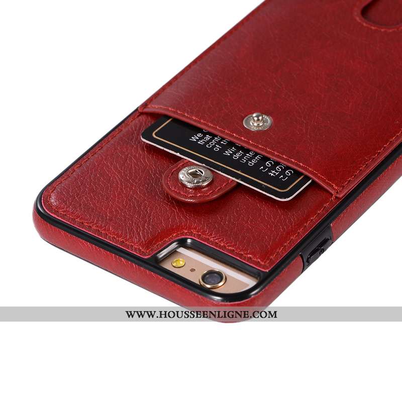 Étui iPhone 7 Plus Cuir Protection Pu Rouge Carte Ornements Suspendus