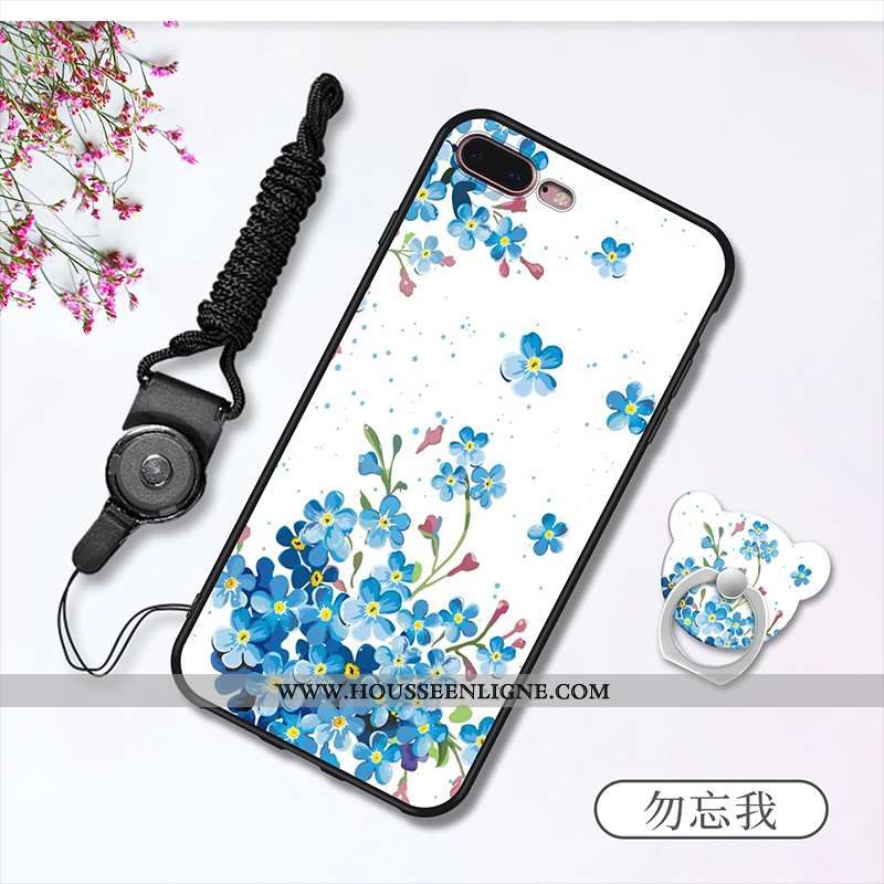 Étui iPhone 7 Plus Fluide Doux Silicone Blanc Ornements Suspendus Anneau Coque Téléphone Portable Bl