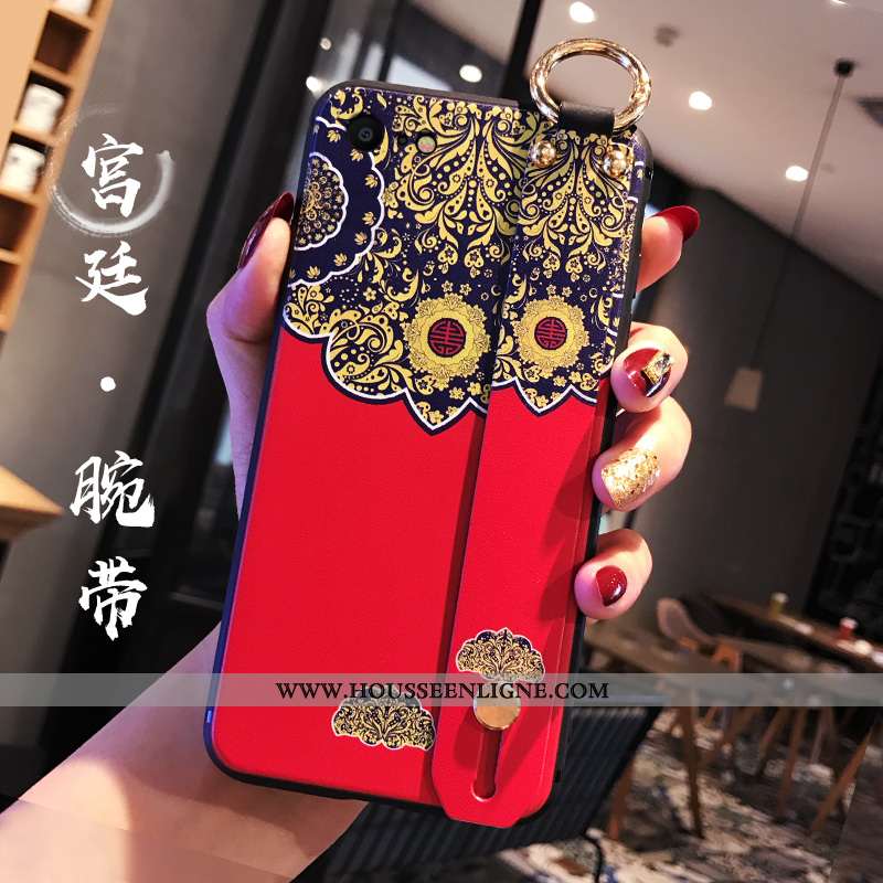 Étui iPhone 8 Fluide Doux Silicone Bleu Protection Incassable Nouveau Style Chinois