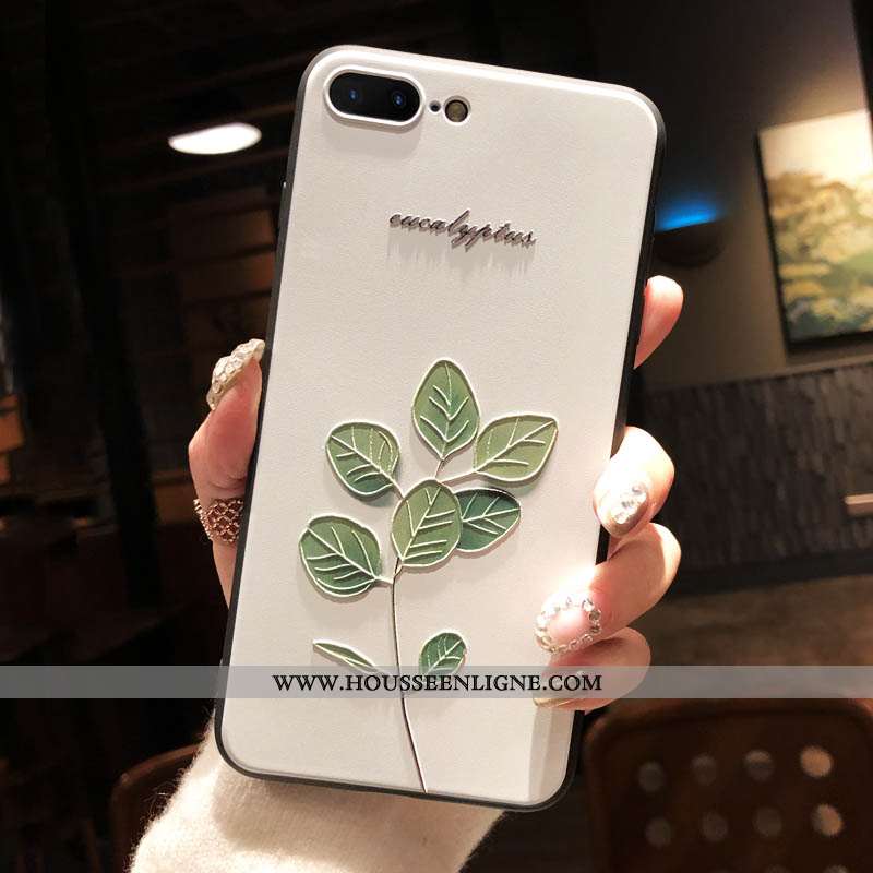 Étui iPhone 8 Plus Gaufrage Fluide Doux Protection Tout Compris Silicone Vert Art Verte