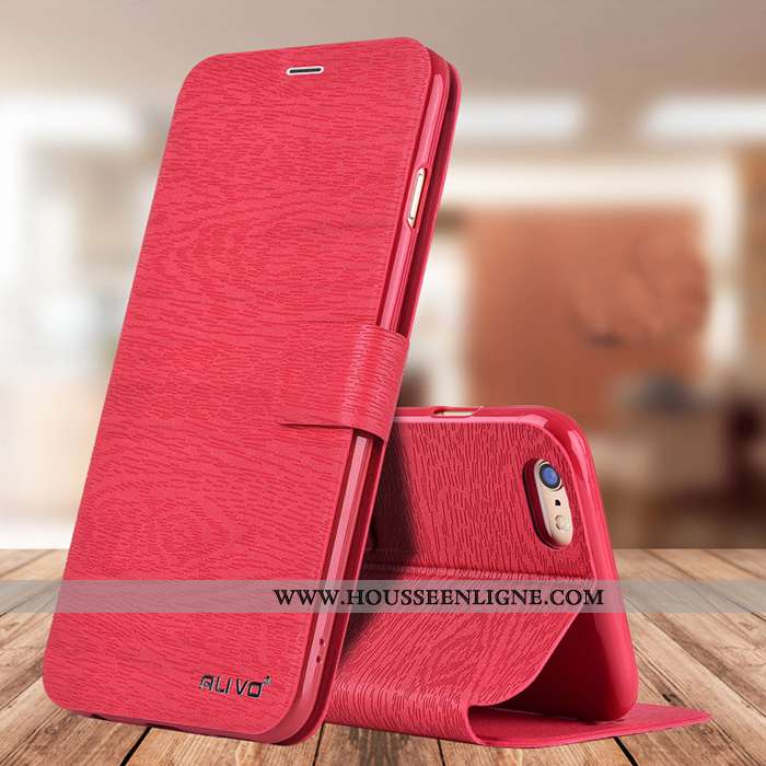 Étui iPhone 8 Plus Protection Cuir Silicone Business Pu Fluide Doux Téléphone Portable Rouge
