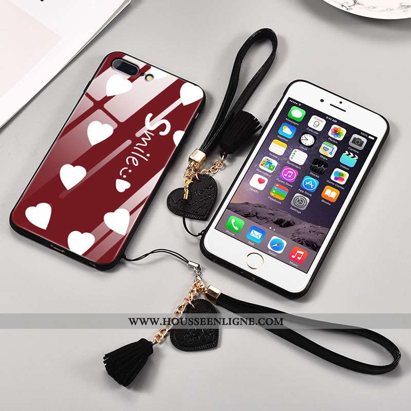 Étui iPhone 8 Plus Protection Verre Rouge Incassable Téléphone Portable Difficile