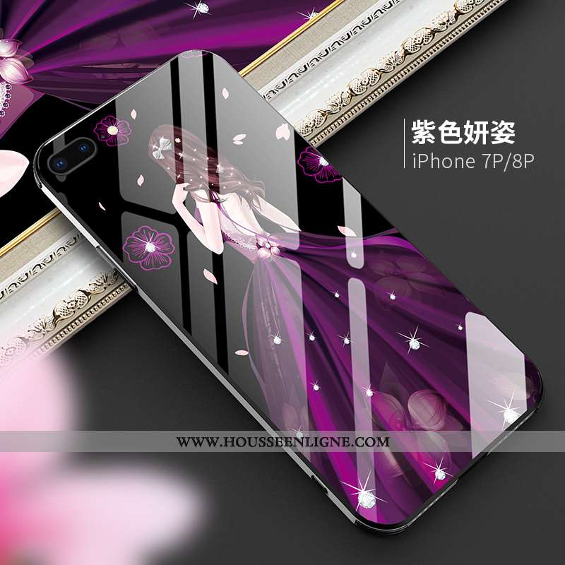 Étui iPhone 8 Plus Tendance Protection Téléphone Portable Net Rouge Violet Luxe