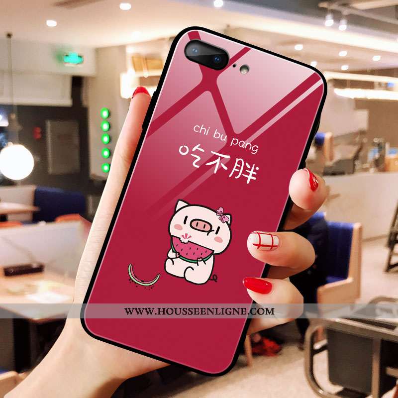 Étui iPhone 8 Plus Verre Dessin Animé Net Rouge Amoureux Téléphone Portable Noir Charmant