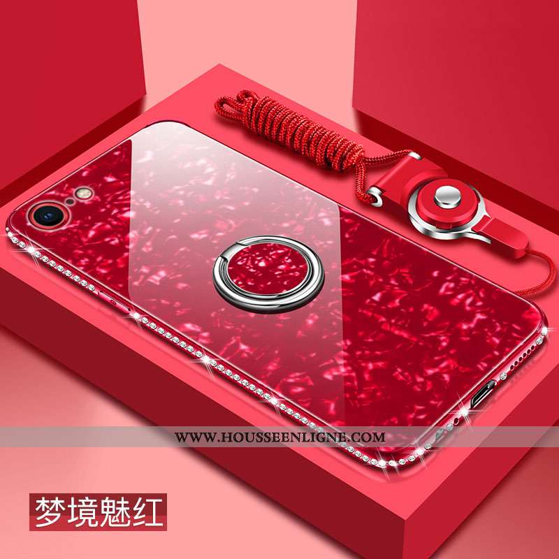Étui iPhone 8 Verre Tendance Difficile Silicone Rouge Protection