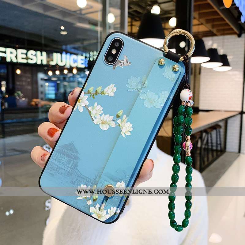Étui iPhone X Créatif Silicone Téléphone Portable Tout Compris Vent Fleur Bleu