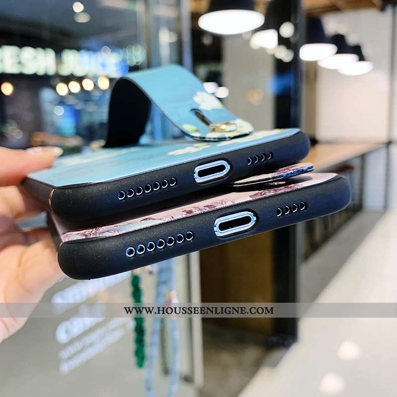 Étui iPhone X Créatif Silicone Téléphone Portable Tout Compris Vent Fleur Bleu