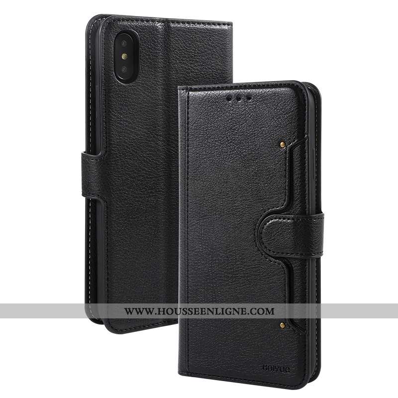 Étui iPhone X Cuir Protection Qualité Incassable Carte Téléphone Portable Noir