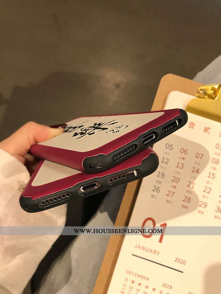 Étui iPhone X Fluide Doux Silicone Téléphone Portable Amoureux Coque Nouveau Style Chinois Rouge