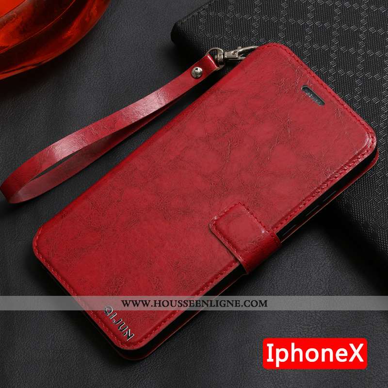 Étui iPhone X Silicone Protection Cuir Coque Téléphone Portable Tout Compris Rouge