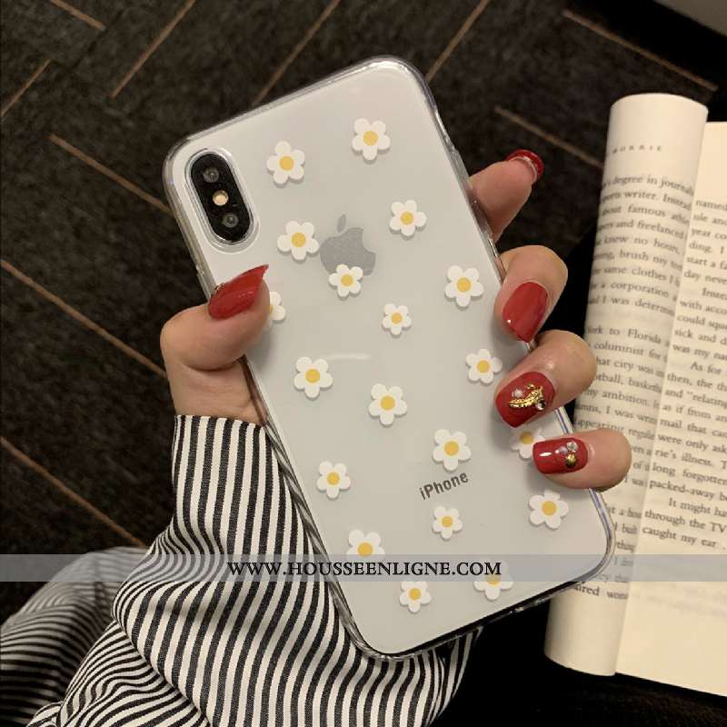 Étui iPhone X Silicone Transparent Incassable Tout Compris Fleurs Coque Petite Marguerite Blanche