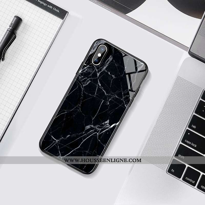 Étui iPhone X Verre Protection Nouveau Blanc Téléphone Portable Coque Grand Noir