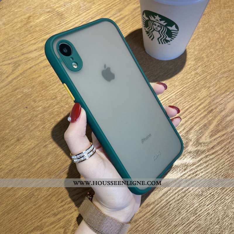 Étui iPhone Xr Délavé En Daim Tendance Luxe Incassable Téléphone Portable Noir Tout Compris