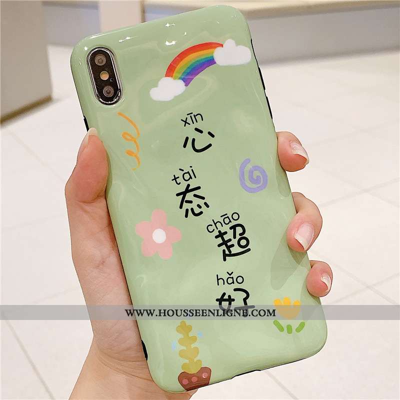 Étui iPhone Xs Fluide Doux Personnalité Amoureux Vert Style Chinois Nouveau Coque Verte