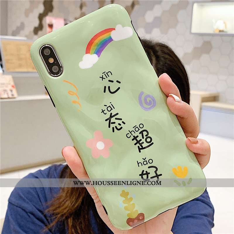 Étui iPhone Xs Fluide Doux Personnalité Amoureux Vert Style Chinois Nouveau Coque Verte