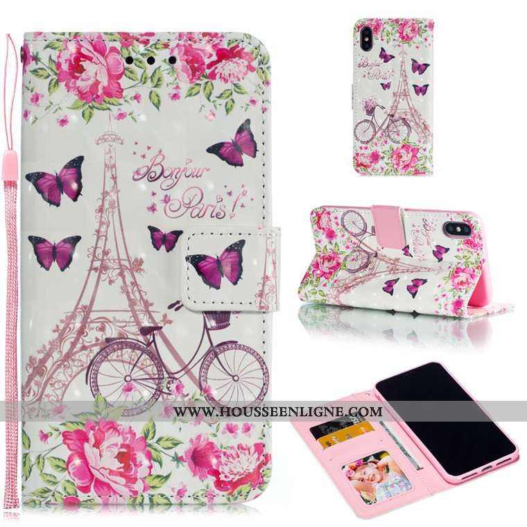 Étui iPhone Xs Max Cuir Protection Incassable Téléphone Portable Violet Charmant Tout Compris