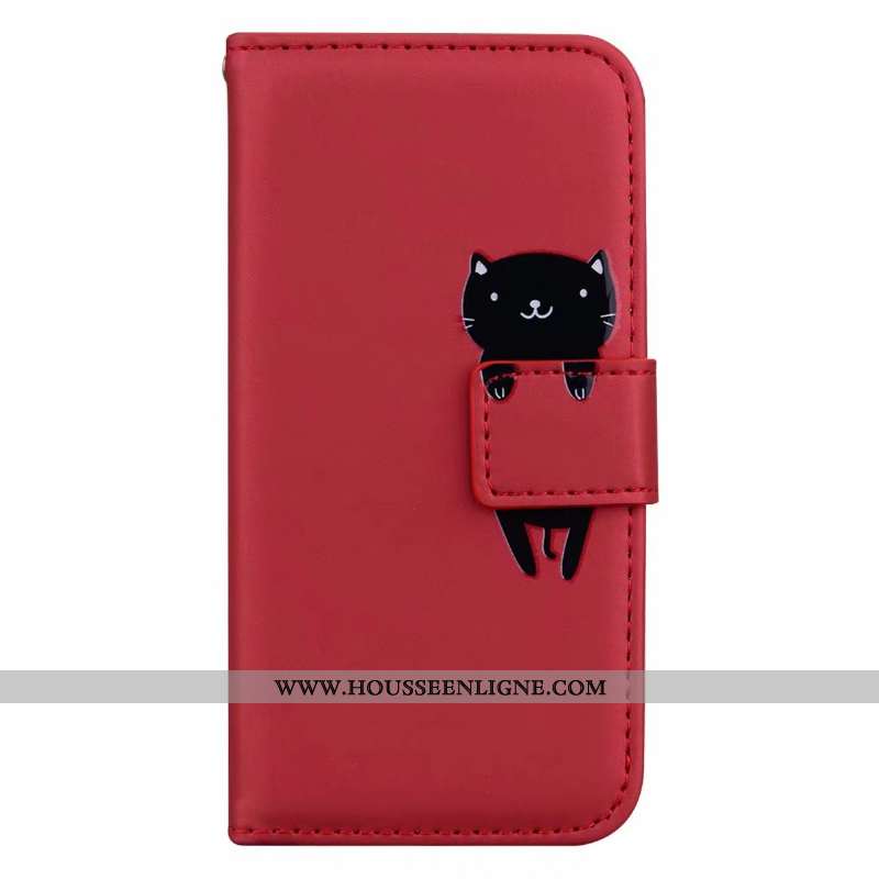 Étui iPhone Xs Max Cuir Protection Rouge Clamshell Téléphone Portable Charmant Coque