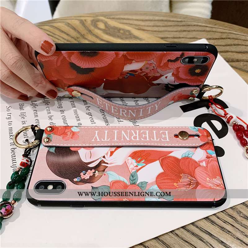 Étui iPhone Xs Max Protection Ornements Suspendus Coque Incassable Créatif Style Chinois Rouge