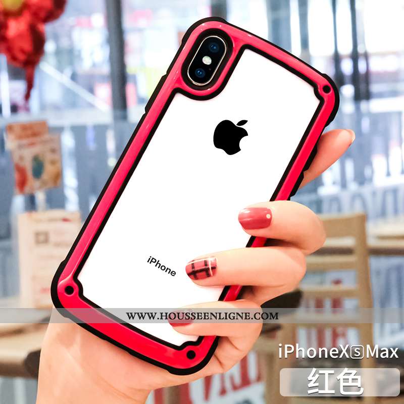 Étui iPhone Xs Max Protection Transparent Silicone Net Rouge Rouge Tout Compris Téléphone Portable