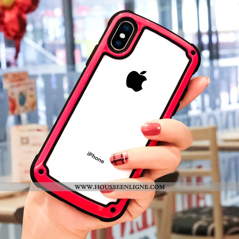 Étui iPhone Xs Max Protection Transparent Silicone Net Rouge Rouge Tout Compris Téléphone Portable