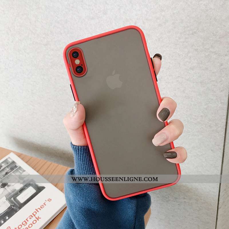 Étui iPhone Xs Max Transparent Délavé En Daim Nouveau Coque Net Rouge Personnalité Tout Compris Bleu