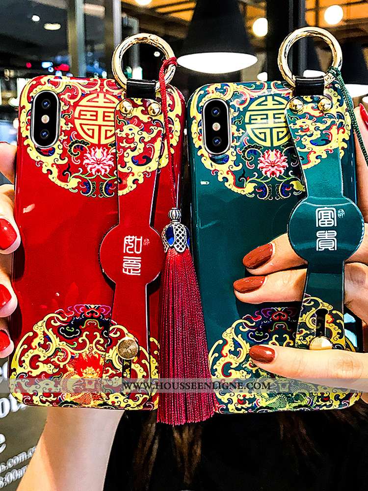Étui iPhone Xs Style Chinois Sentir Bleu Tout Compris Coque Téléphone Portable Support