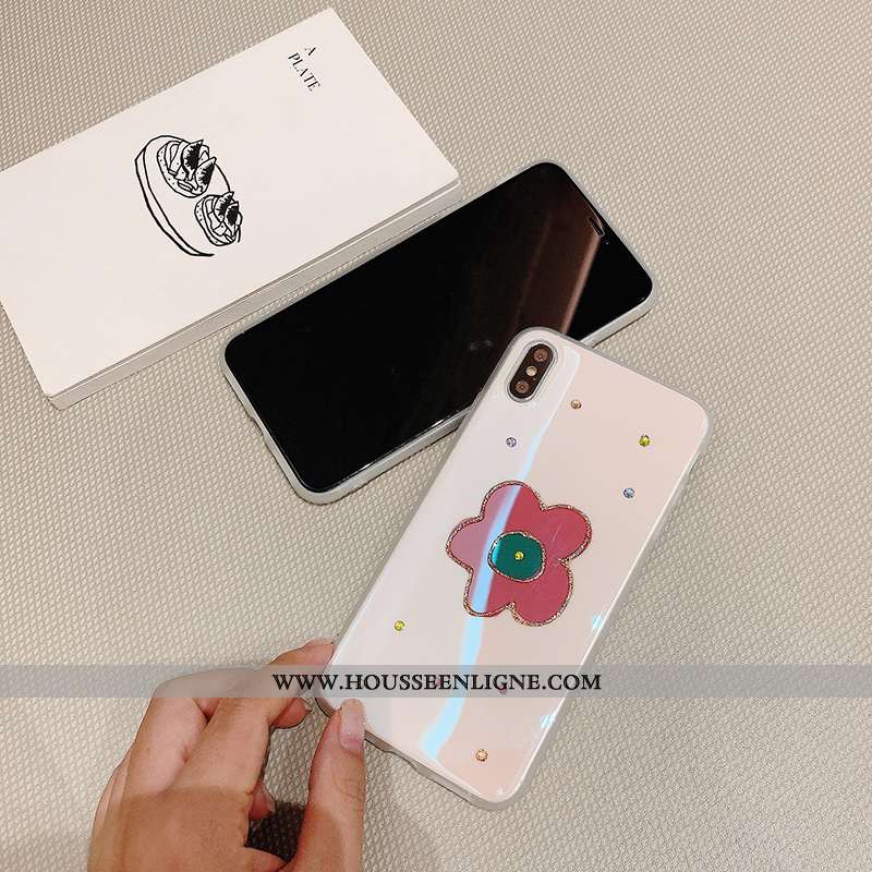 Étui iPhone Xs Tendance Créatif Fleur Coque Net Rouge Petit Téléphone Portable