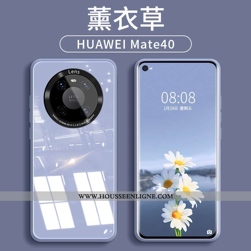 Coque Huawei Mate 40 Silicone Protection Bleu Téléphone Portable Verre Tendance