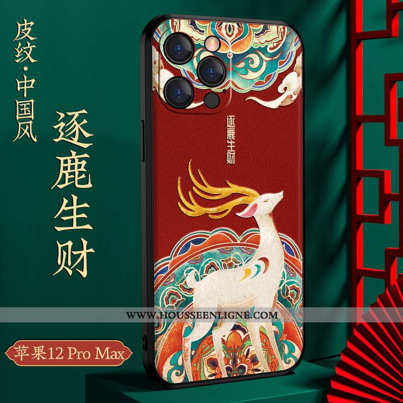 Coque iPhone 12 Pro Max Personnalité Créatif Luxe Tout Compris Nouveau Style Chinois Rouge
