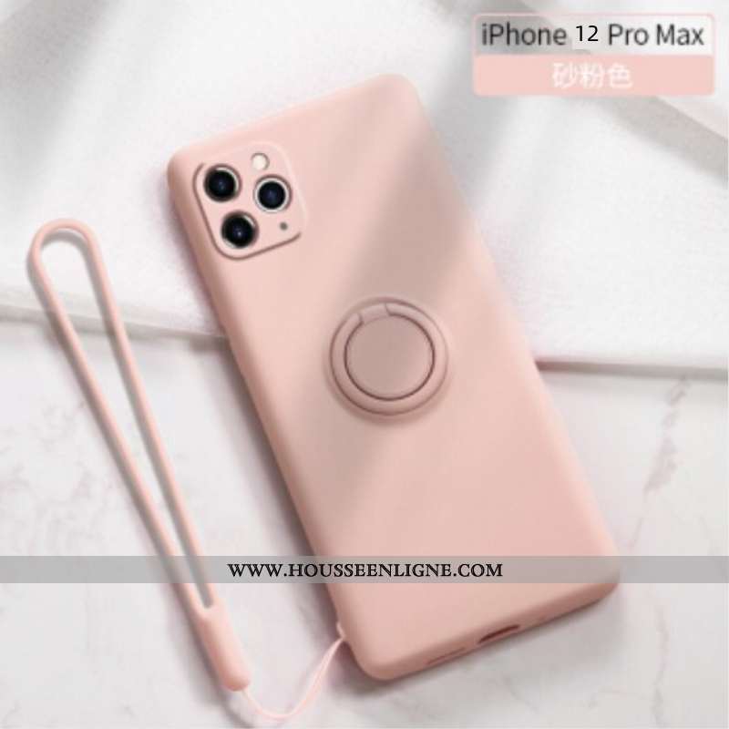 Coque iPhone 12 Pro Max Ultra Légère Anneau Support Rose Personnalité Tout Compris