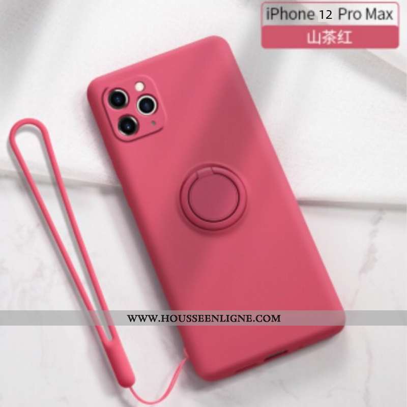 Coque iPhone 12 Pro Max Ultra Légère Anneau Support Rose Personnalité Tout Compris