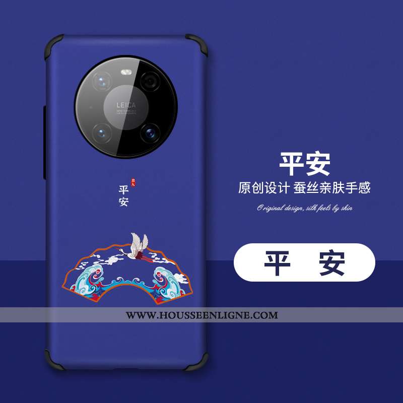 Housse Huawei Mate 40 Personnalité Créatif Style Chinois Bleu Vintage Coque Protection Verte