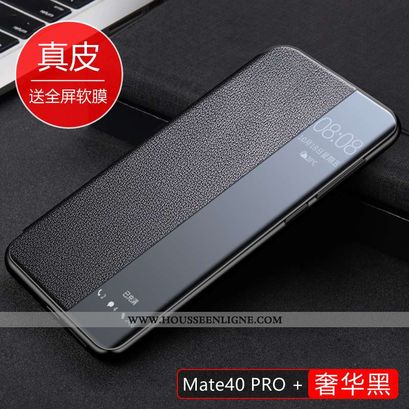 Housse Huawei Mate 40 Pro+ Cuir Véritable Cuir Tout Compris Étui Incassable Protection Noir