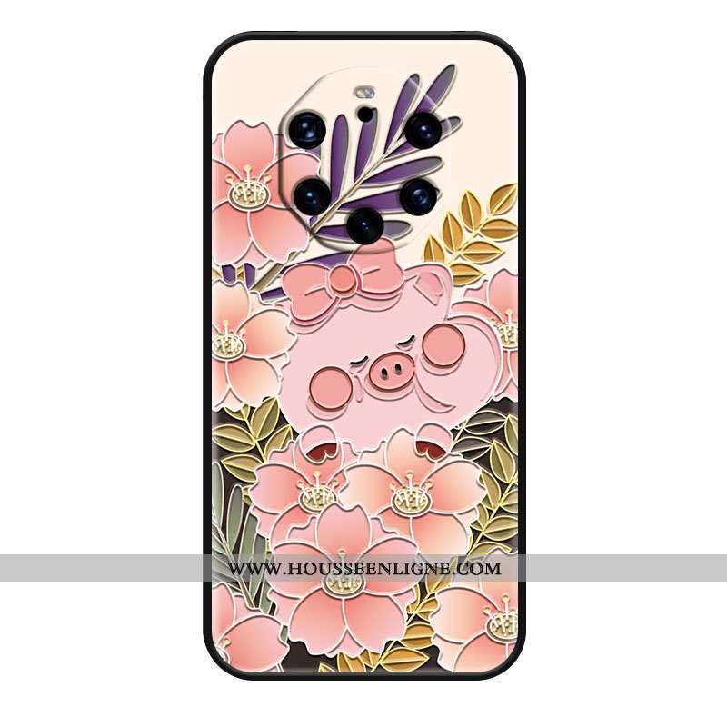 Housse Huawei Mate 40 Rs Protection Gaufrage Téléphone Portable Dessin Animé Silicone Rose Coque